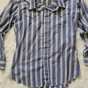 Vintage Panhandle Slim Western Striped Button Down Shirt Mens Size XL